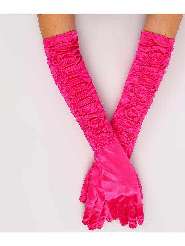 Карнавальный аксессуар - перчатки со сборкой, цвет фуксия