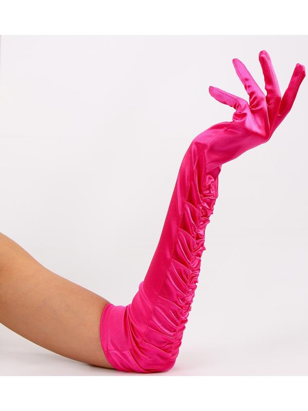 Карнавальный аксессуар - перчатки со сборкой, цвет фуксия