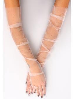 Карнавальный аксессуар- перчатки прозрачные, цвет белый