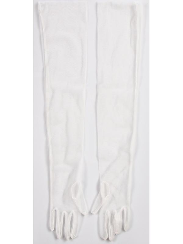 Карнавальный аксессуар- перчатки прозрачные, цвет белый