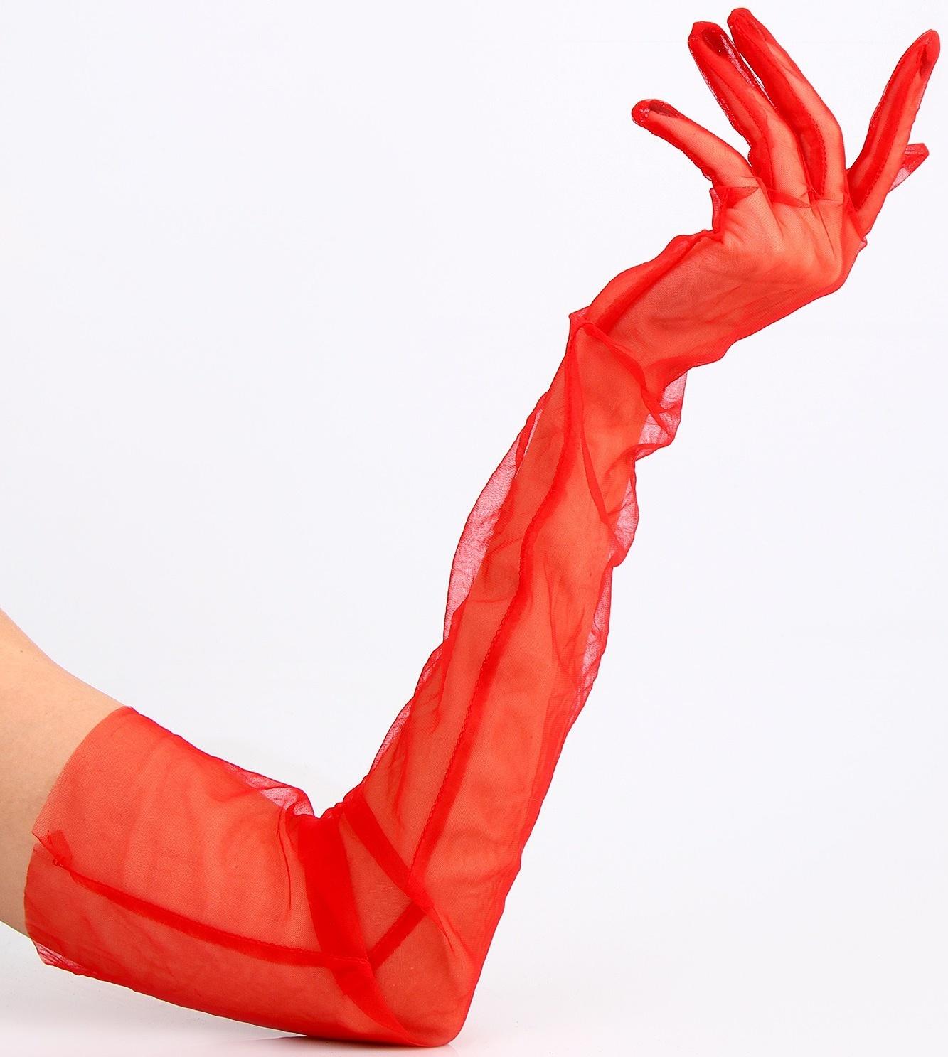 Карнавальный аксессуар- перчатки прозрачные, цвет красный