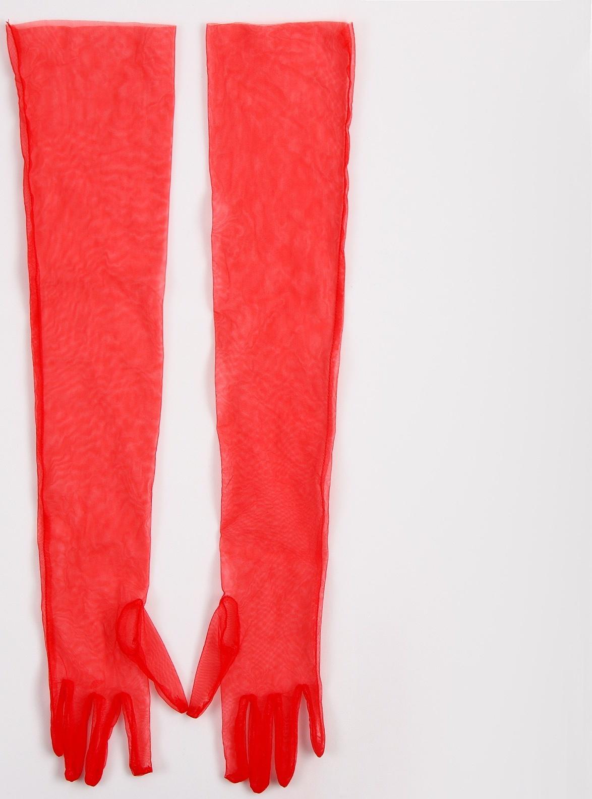 Карнавальный аксессуар- перчатки прозрачные, цвет красный