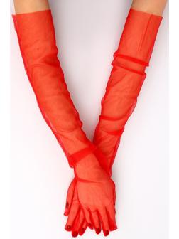 Карнавальный аксессуар- перчатки прозрачные, цвет красный