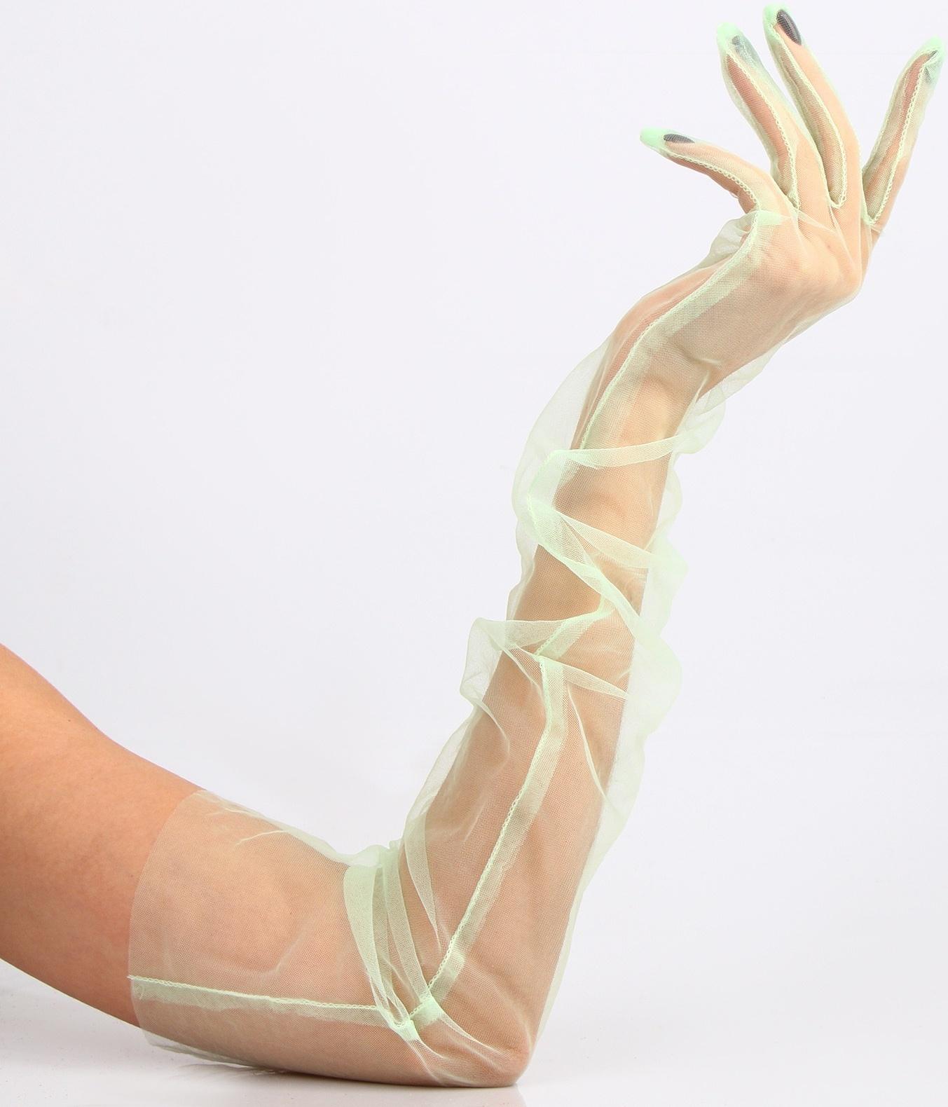 Карнавальный аксессуар- перчатки прозрачные, цвет зеленый