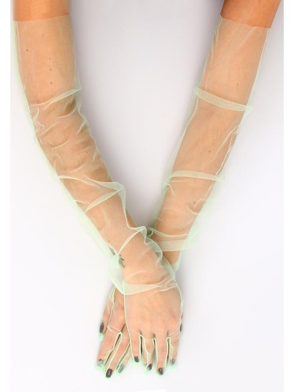 Карнавальный аксессуар- перчатки прозрачные, цвет зеленый