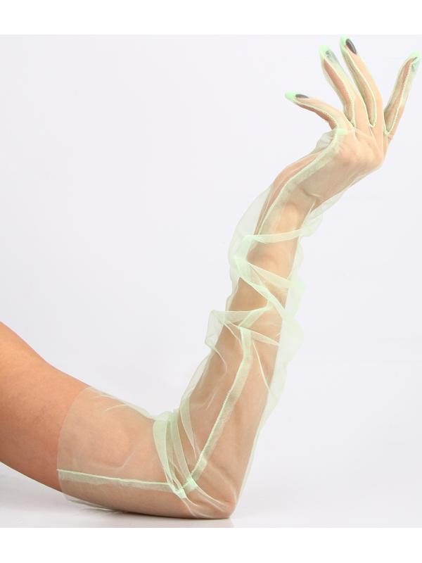 Карнавальный аксессуар- перчатки прозрачные, цвет зеленый
