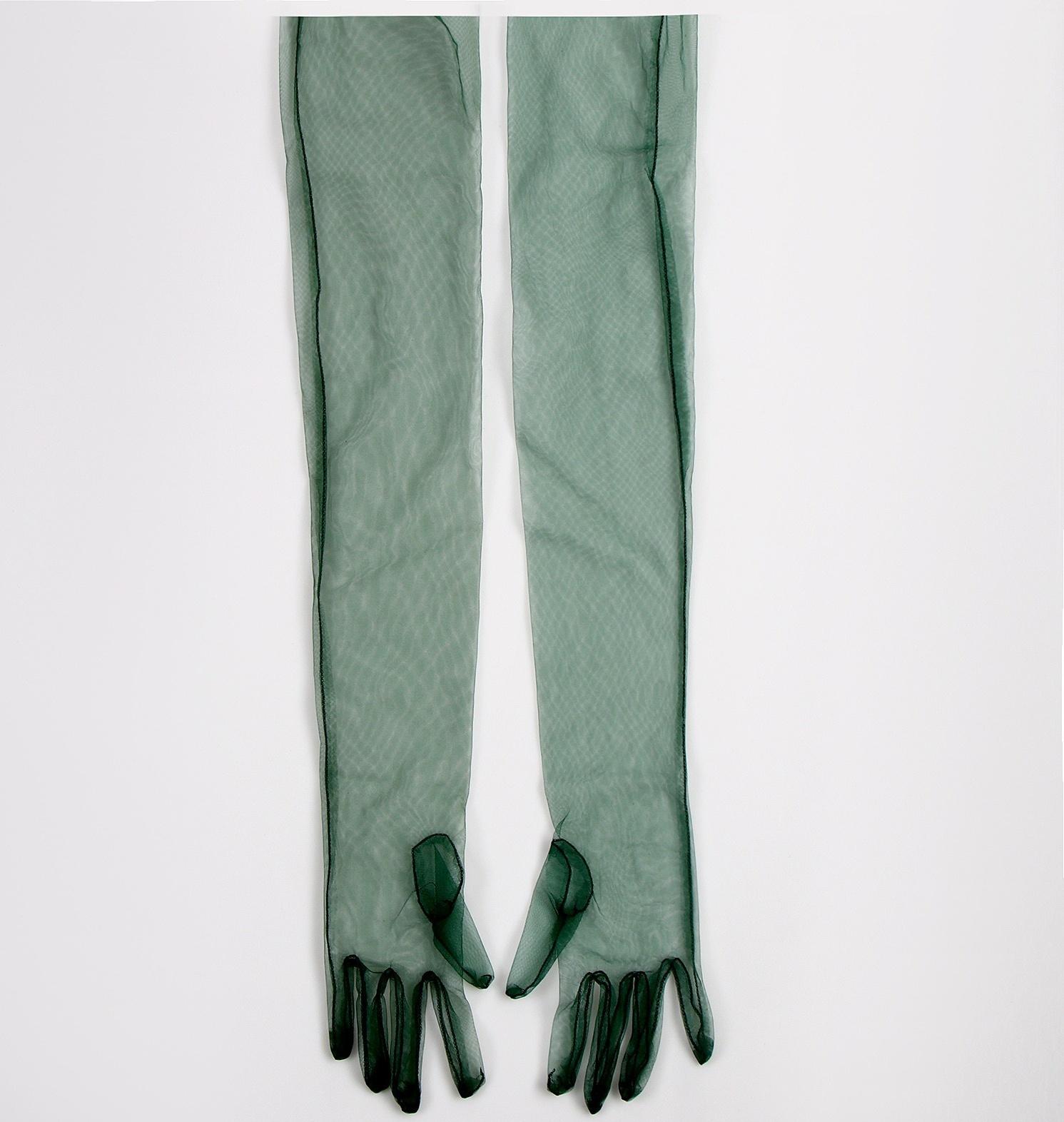 Карнавальный аксессуар- перчатки прозрачные, цвет темно-зеленый