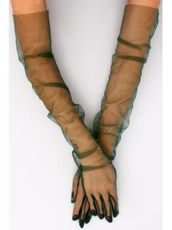 Карнавальный аксессуар- перчатки прозрачные, цвет темно-зеленый