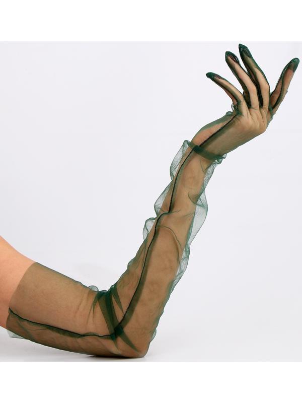 Карнавальный аксессуар- перчатки прозрачные, цвет темно-зеленый
