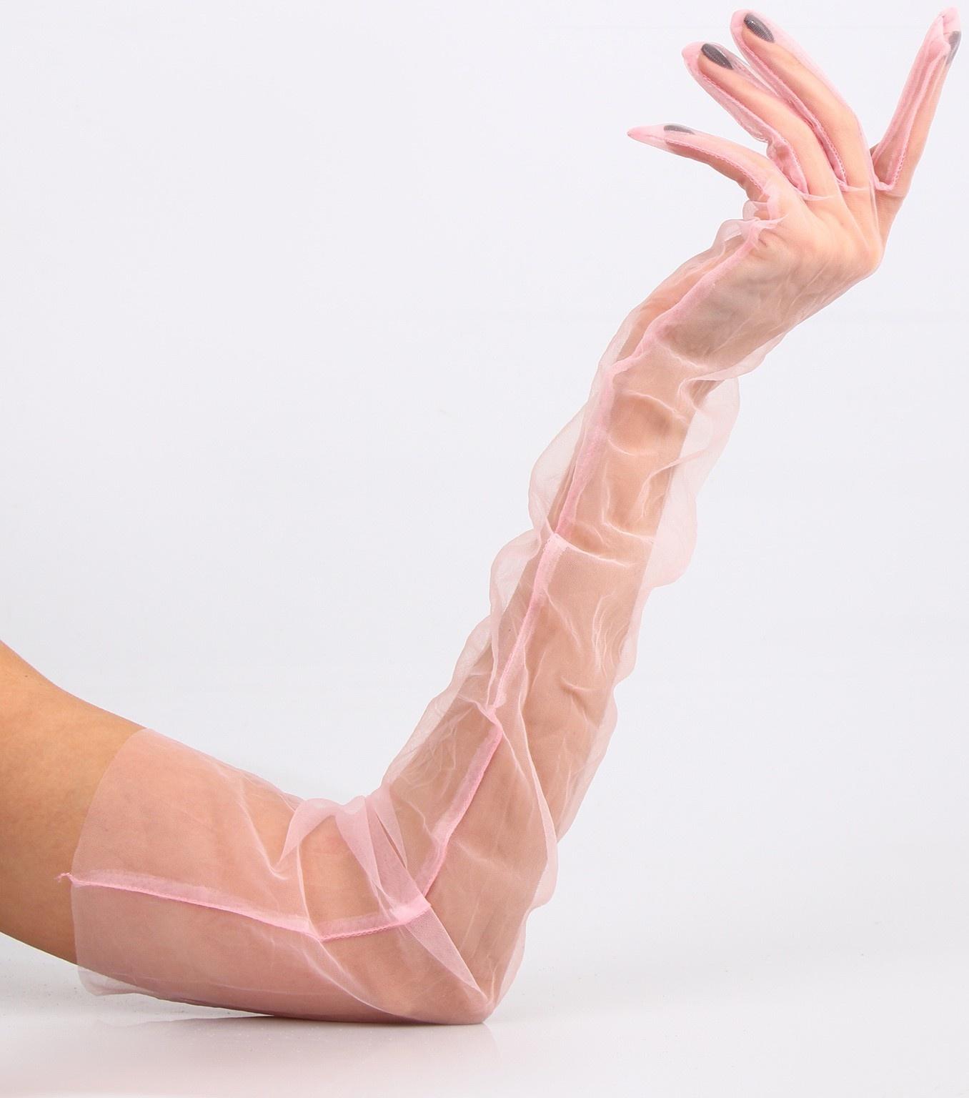 Карнавальный аксессуар- перчатки прозрачные, цвет розовый