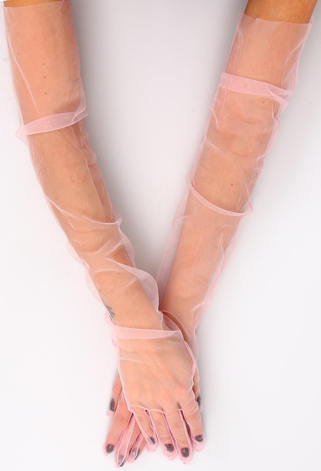 Карнавальный аксессуар- перчатки прозрачные, цвет розовый