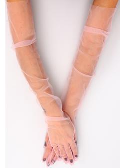 Карнавальный аксессуар- перчатки прозрачные, цвет розовый