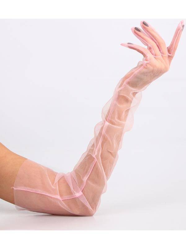 Карнавальный аксессуар- перчатки прозрачные, цвет розовый