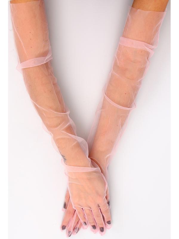 Карнавальный аксессуар- перчатки прозрачные, цвет розовый