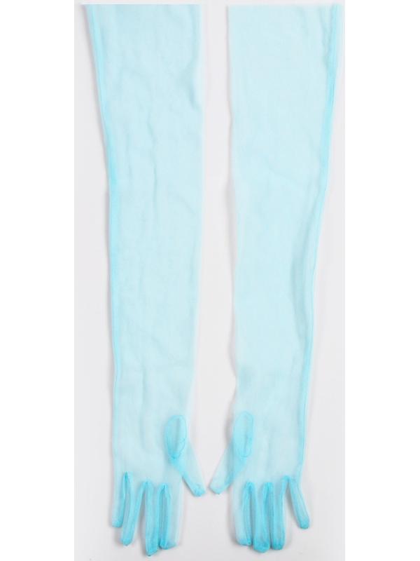 Карнавальный аксессуар- перчатки прозрачные, цвет синий