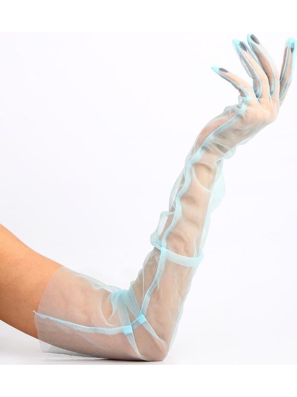 Карнавальный аксессуар- перчатки прозрачные, цвет синий