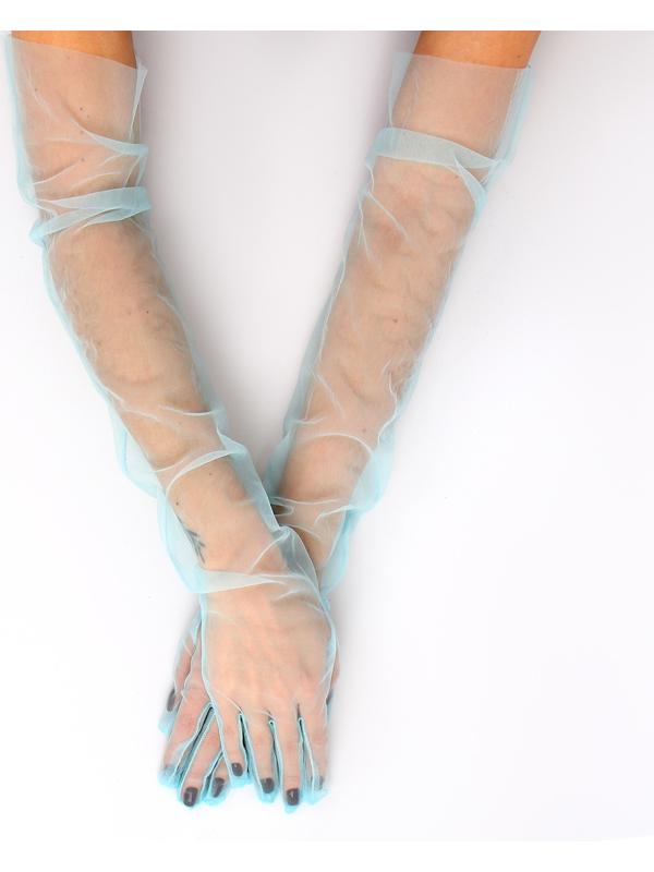 Карнавальный аксессуар- перчатки прозрачные, цвет синий