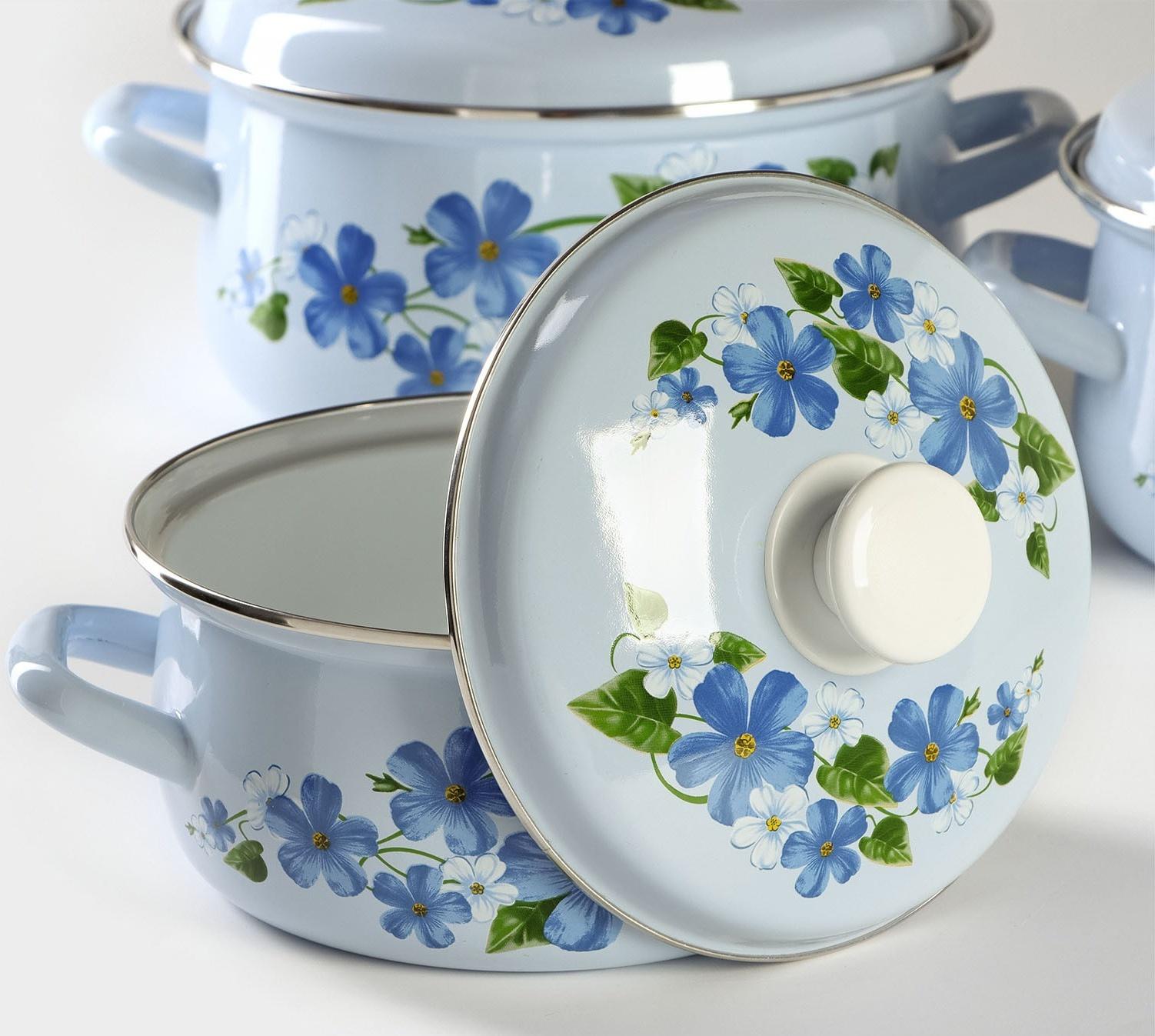 Набор кастрюль «Лён», 3 предмета: 2 л, 3 л, 4 л, эмалированная сталь