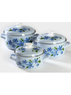 Набор кастрюль «Лён», 3 предмета: 2 л, 3 л, 4 л, эмалированная сталь