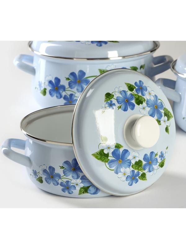 Набор кастрюль «Лён», 3 предмета: 2 л, 3 л, 4 л, эмалированная сталь