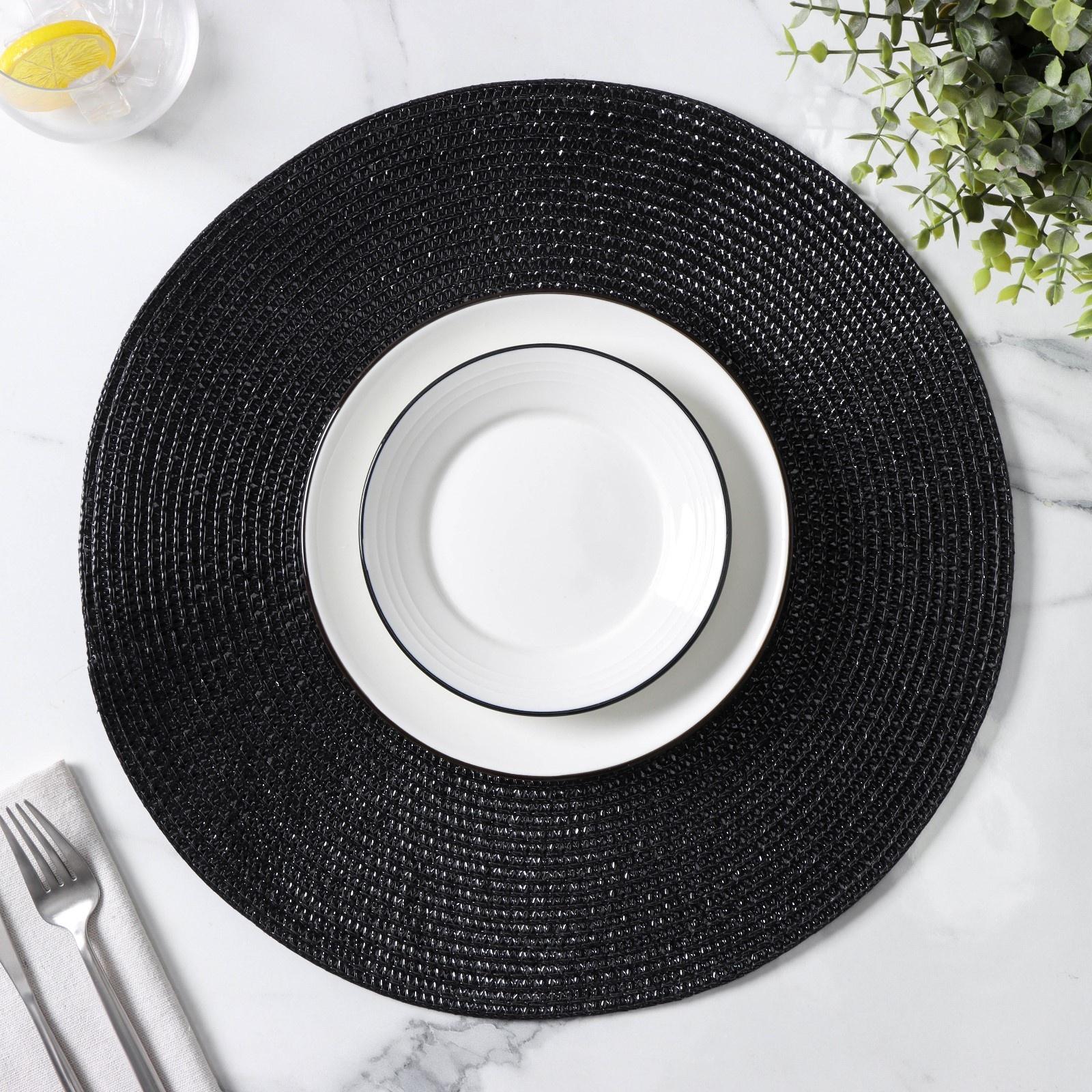 Салфетка сервировочная на стол Magistro «Глори», d=38 см, цвет чёрный