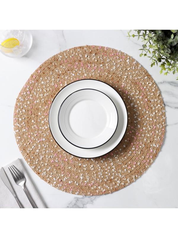 Салфетка сервировочная на стол Доляна «Серпантин», d=38 см, цвет бежевый