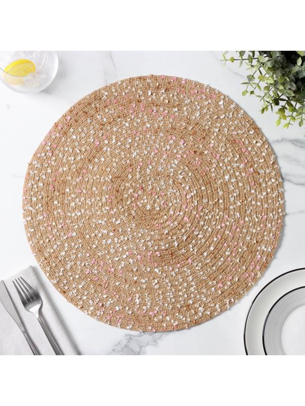 Салфетка сервировочная на стол Доляна «Серпантин», d=38 см, цвет бежевый