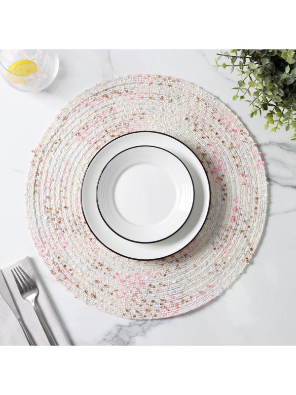 Салфетка сервировочная на стол Доляна «Серпантин», d=38 см, цвет белый