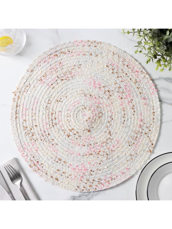 Салфетка сервировочная на стол Доляна «Серпантин», d=38 см, цвет белый