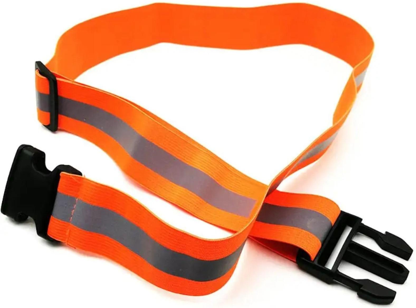 Пояс сигнальный, светоотражающий с регулируемым размером, эластичный, оранжевый