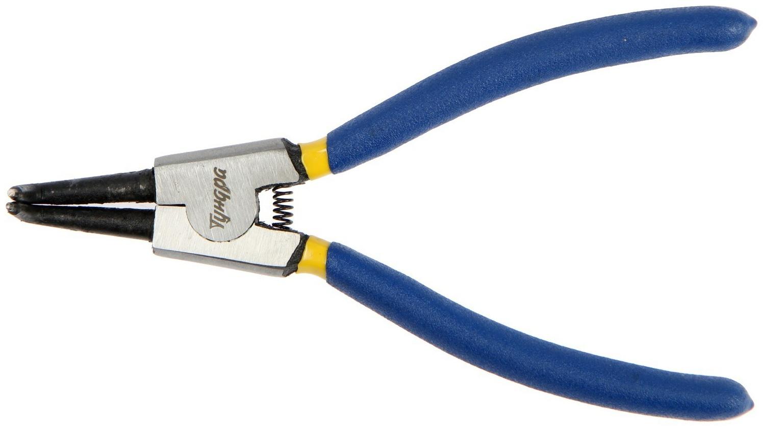 Съемник внешних стопорных колец ТУНДРА, изогнутые губки на разжим, 170 мм