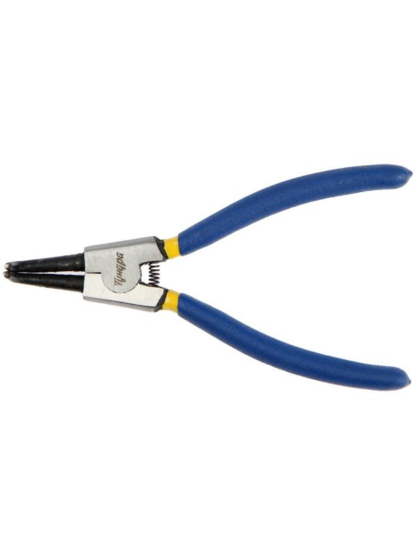 Съемник внешних стопорных колец ТУНДРА, изогнутые губки на разжим, 170 мм