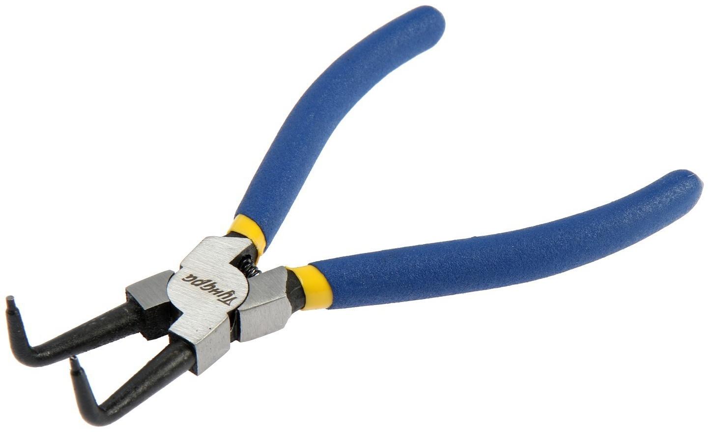 Съемник внутренних стопорных колец ТУНДРА, изогнутые губки на сжим, 170 мм