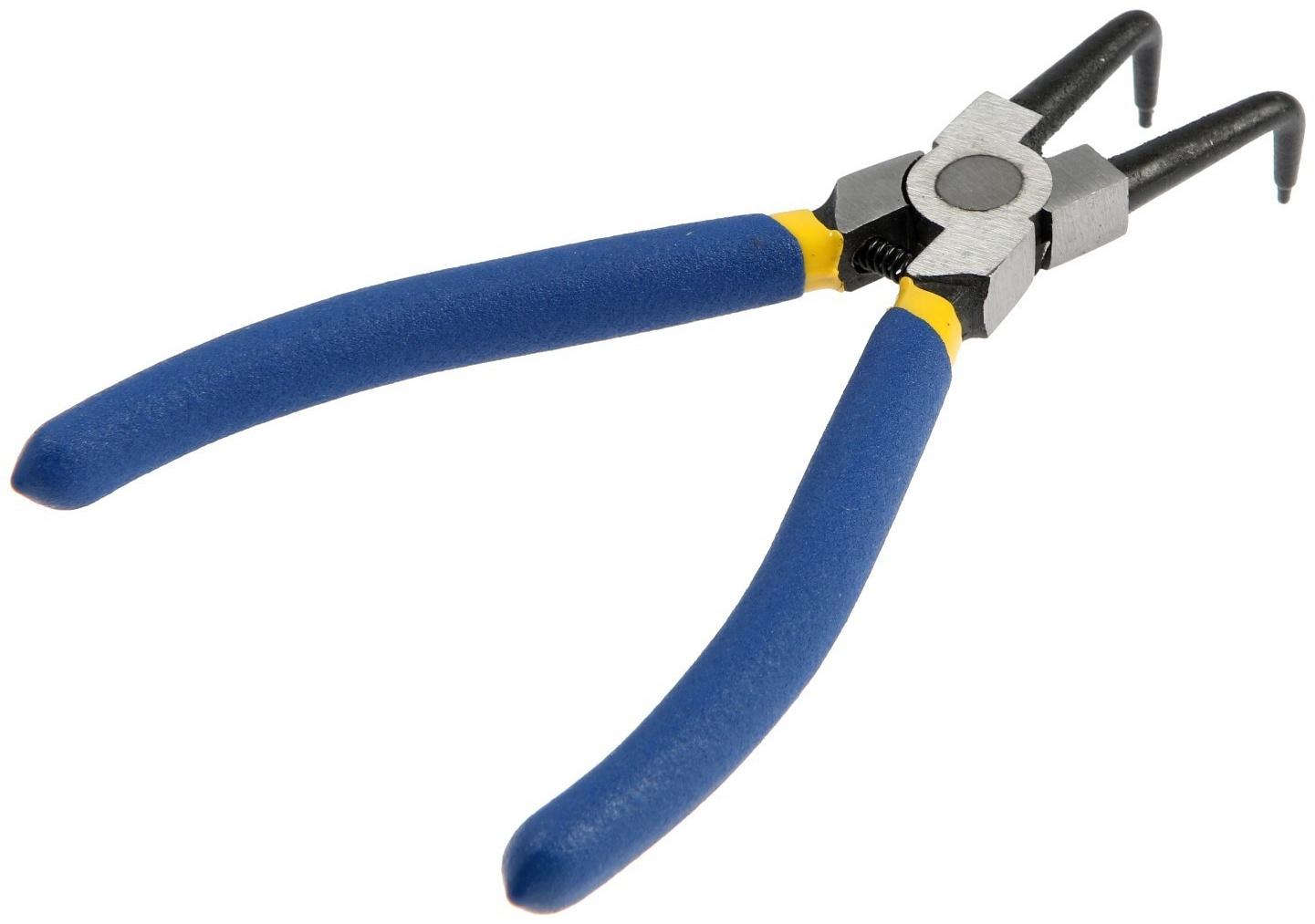 Съемник внутренних стопорных колец ТУНДРА, изогнутые губки на сжим, 170 мм