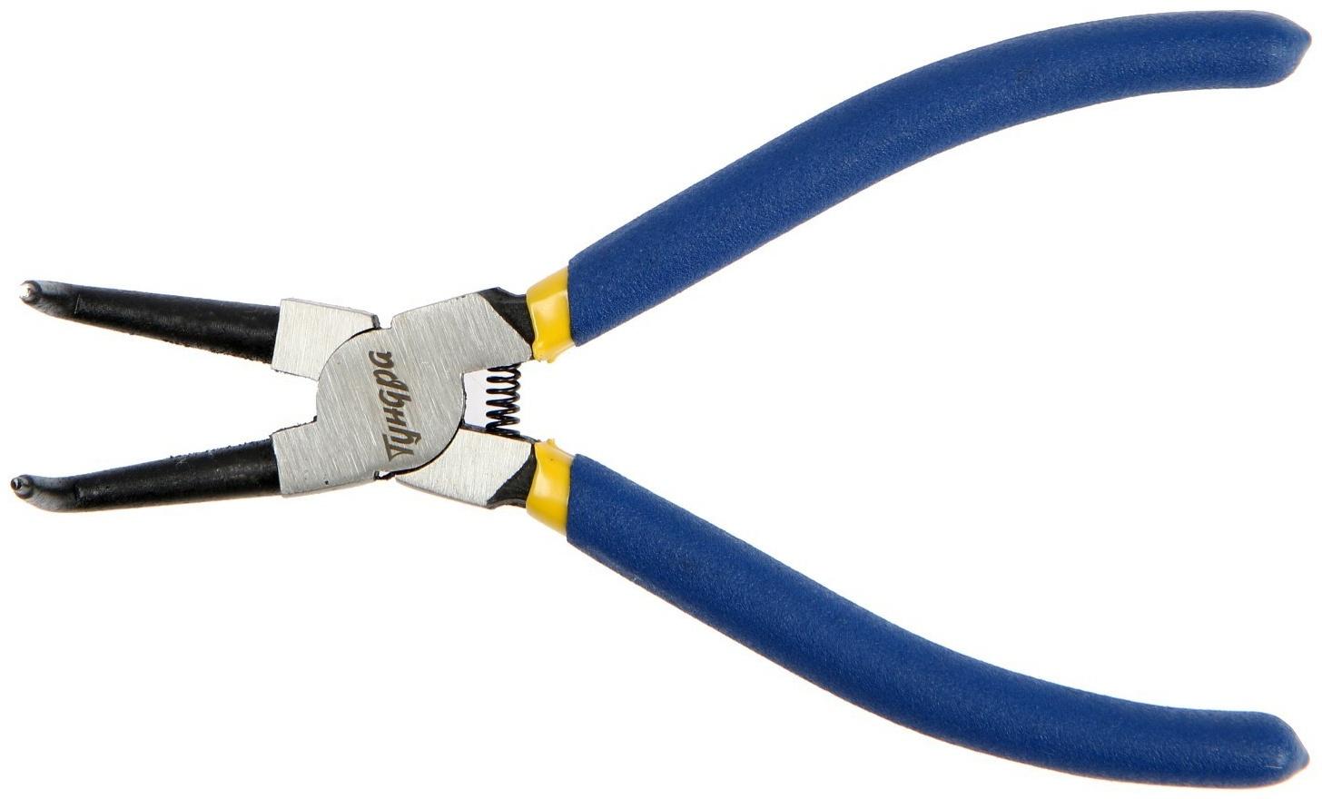 Съемник внутренних стопорных колец ТУНДРА, изогнутые губки на сжим, 170 мм