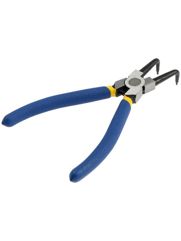 Съемник внутренних стопорных колец ТУНДРА, изогнутые губки на сжим, 170 мм