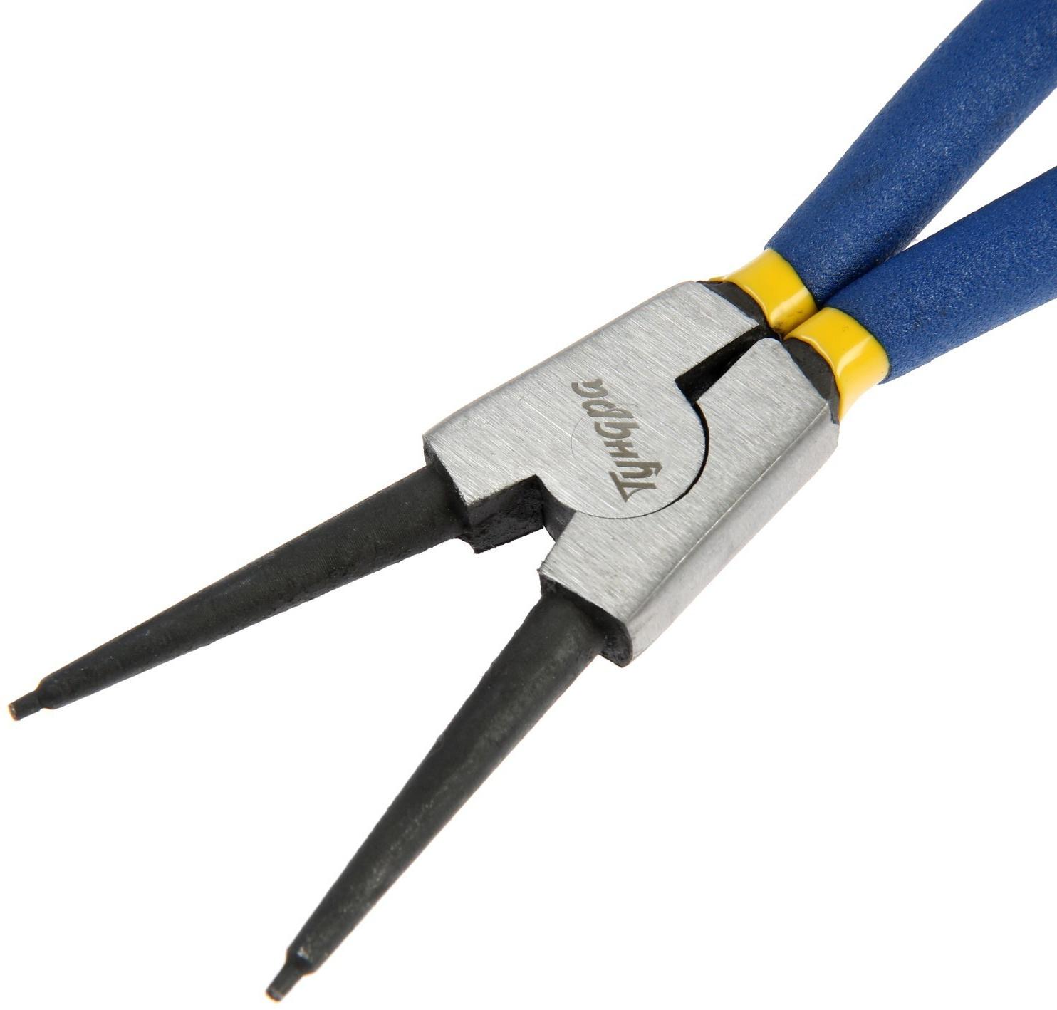 Съемник внешних стопорных колец ТУНДРА, прямые губки на разжим, 170 мм