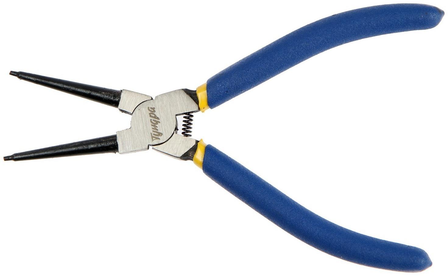 Съемник внутренних стопорных колец ТУНДРА, прямые губки на сжим, 170 мм