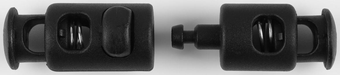 Набор фиксаторов двойных скрепляющих для шнура, d = 7 мм, 5 × 1,1 см, 4 шт, цвет чёрный