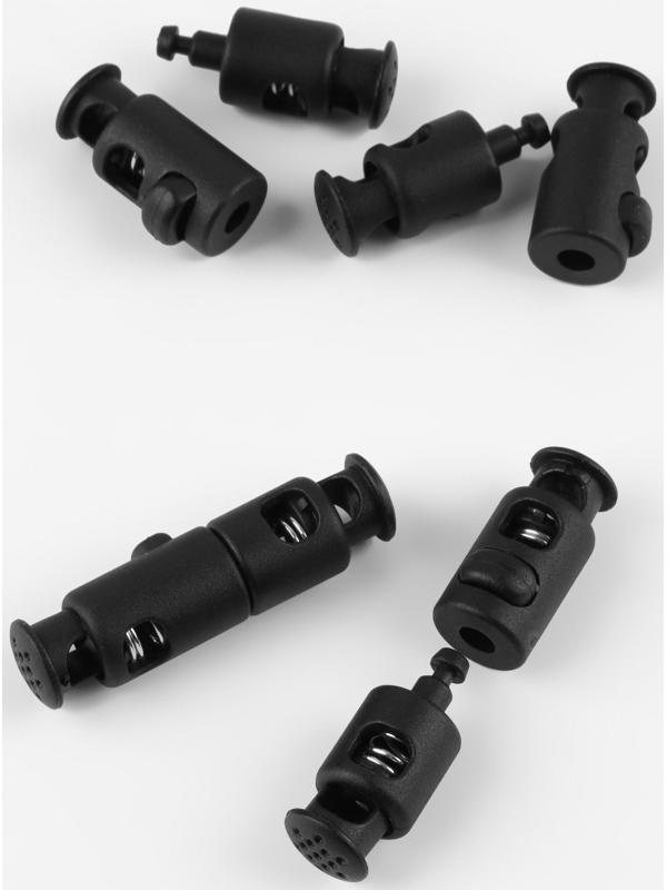 Набор фиксаторов двойных скрепляющих для шнура, d = 7 мм, 5 × 1,1 см, 4 шт, цвет чёрный