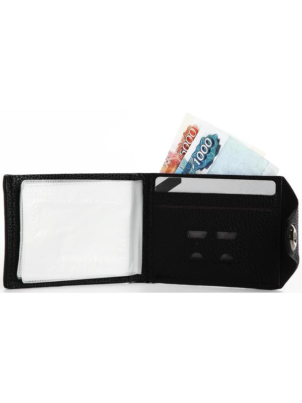 Портмоне на магните, отдел для купюр, карт, монет, цвет чёрный