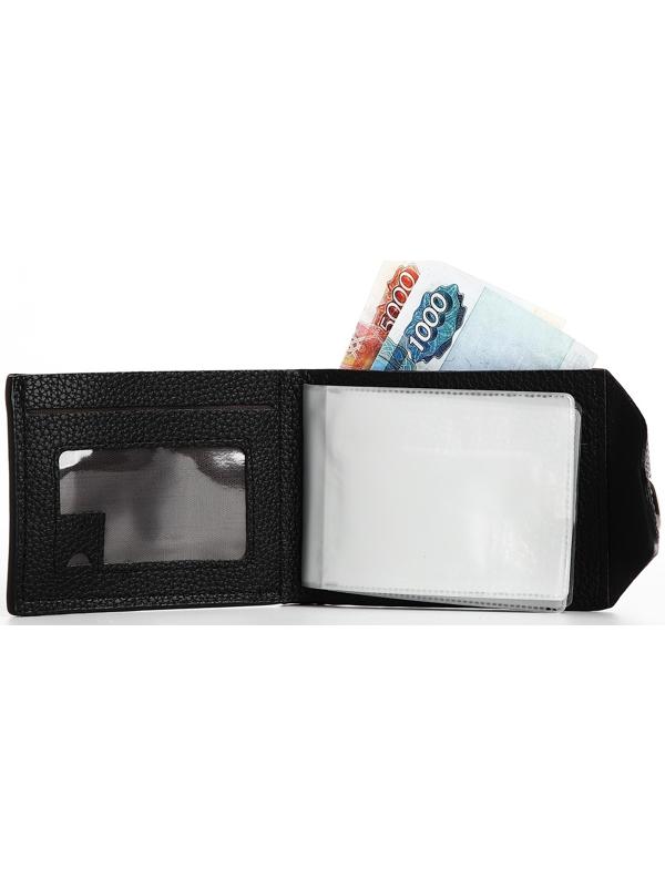 Портмоне на магните, отдел для купюр, карт, монет, цвет чёрный