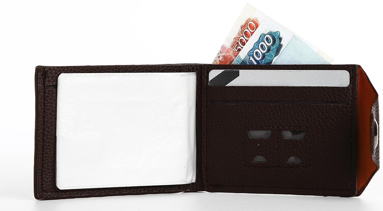 Портмоне на магните, отдел для купюр, карт, монет, цвет коричневый