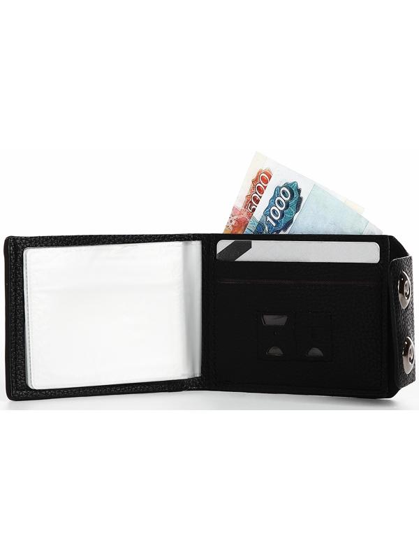 Портмоне на магнитах, отдел для купюр, карт, монет, цвет чёрный