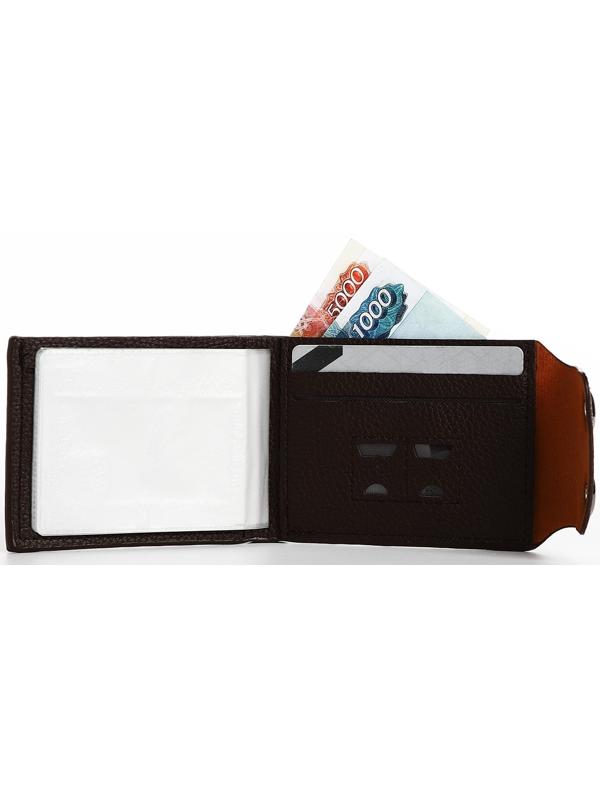Портмоне на магнитах, отдел для купюр, карт, монет, цвет коричневый