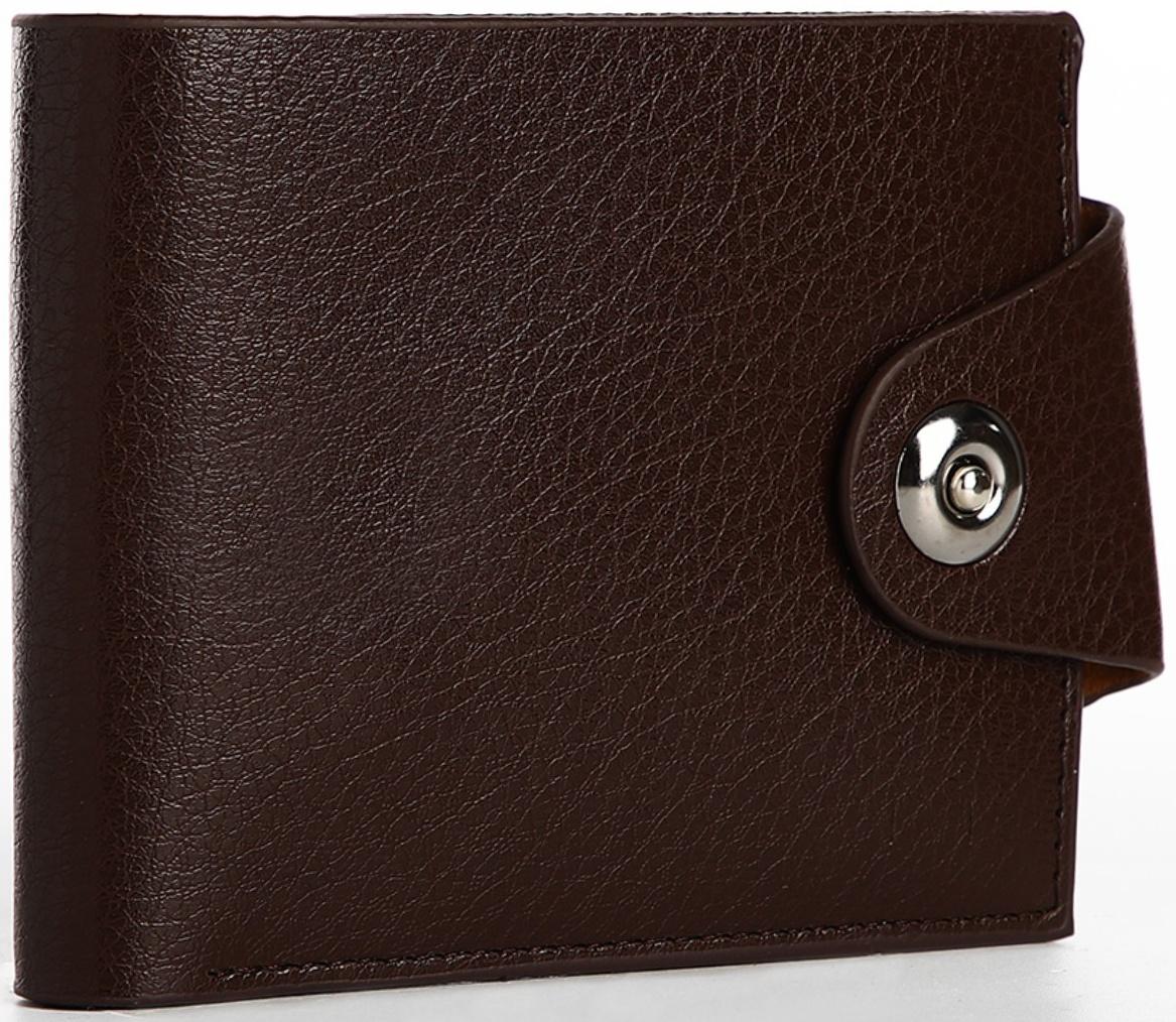 Портмоне на магните, отдел для купюр, карт, монет, цвет коричневый