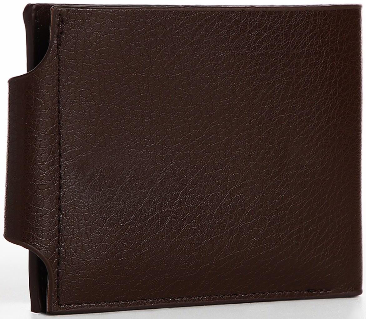 Портмоне на магните, отдел для купюр, карт, монет, цвет коричневый