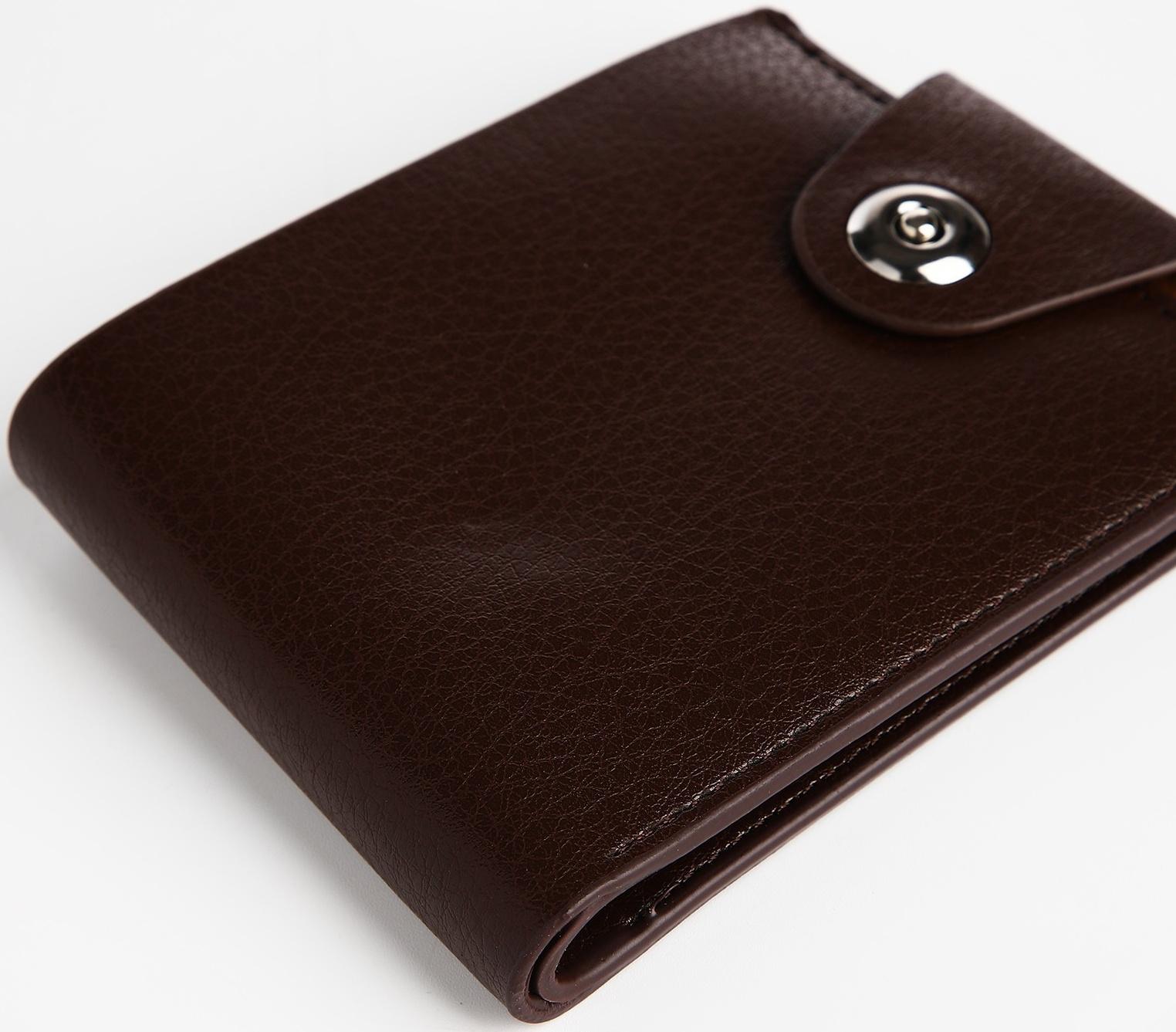 Портмоне на магните, отдел для купюр, карт, монет, цвет коричневый