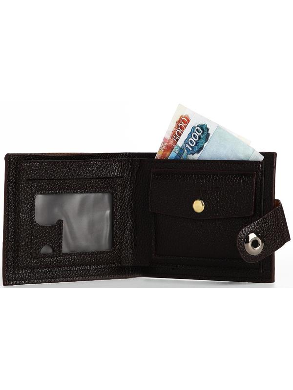 Портмоне на магните, отдел для купюр, карт, монет, цвет коричневый