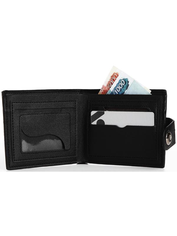 Портмоне мужское на магните, отдел для купюр, для карт, для монет, цвет чёрный